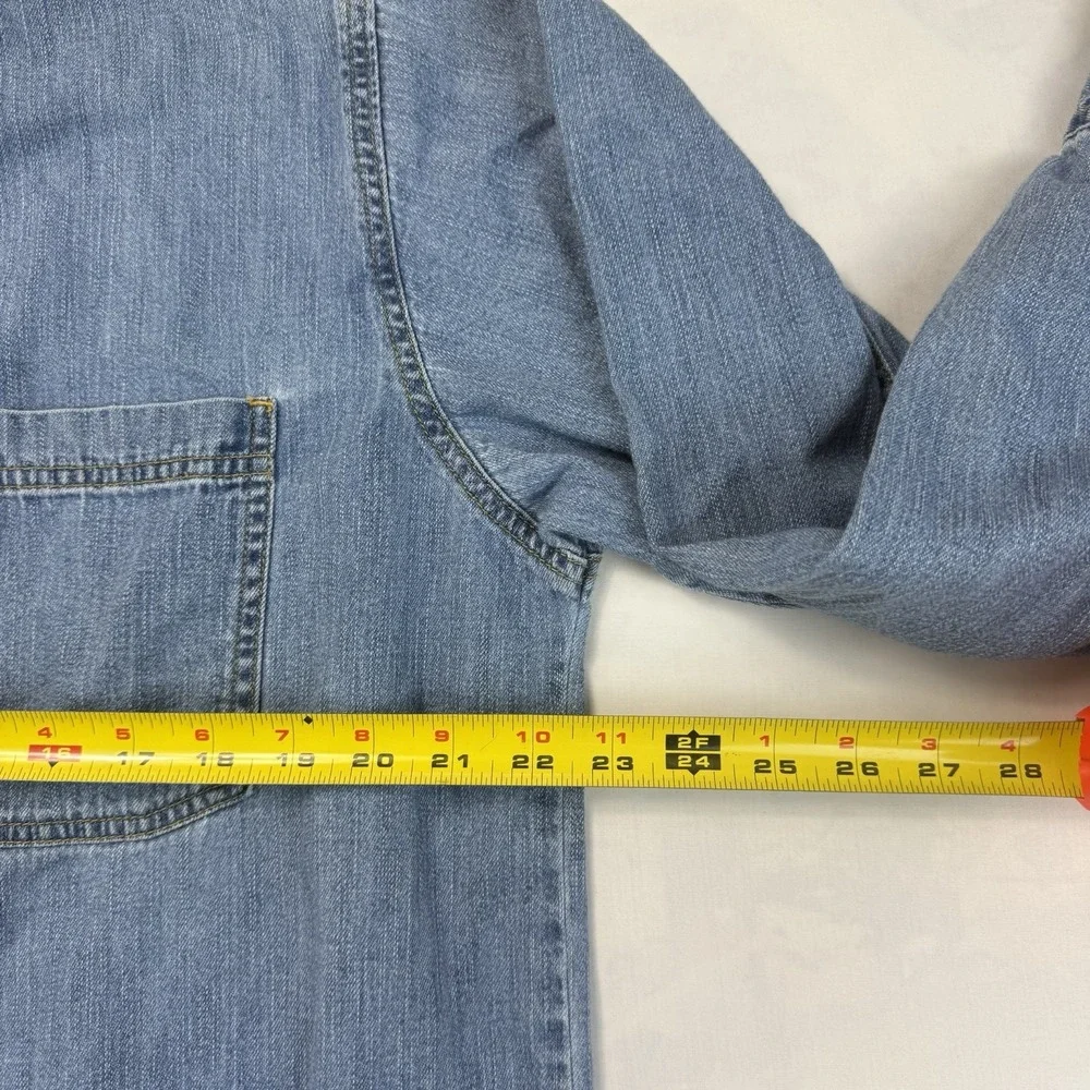 Levis Shirt Mens Medium Blue Denim Western Pearl Snap Yoke Cowboy Chambray